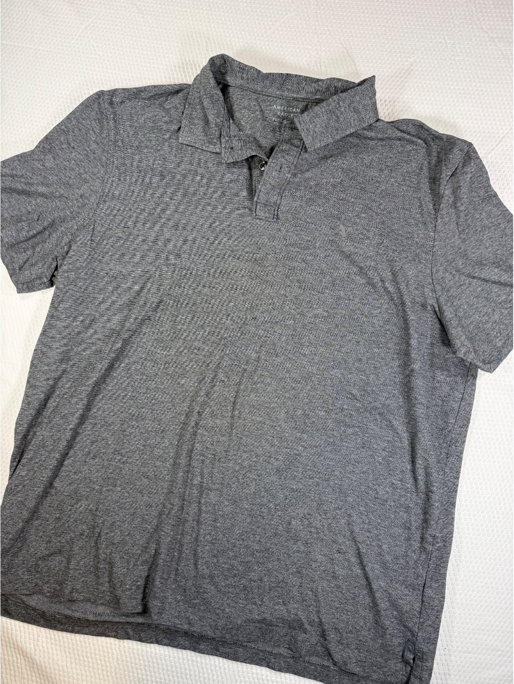American Eagle Super Soft Polo Men’s XL Gray Standard Fit Stretch Minimalist
